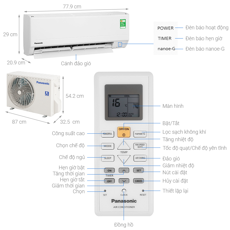 Điều hoà Panasonic 1.5 HP CU/CS-N12WKH-8M